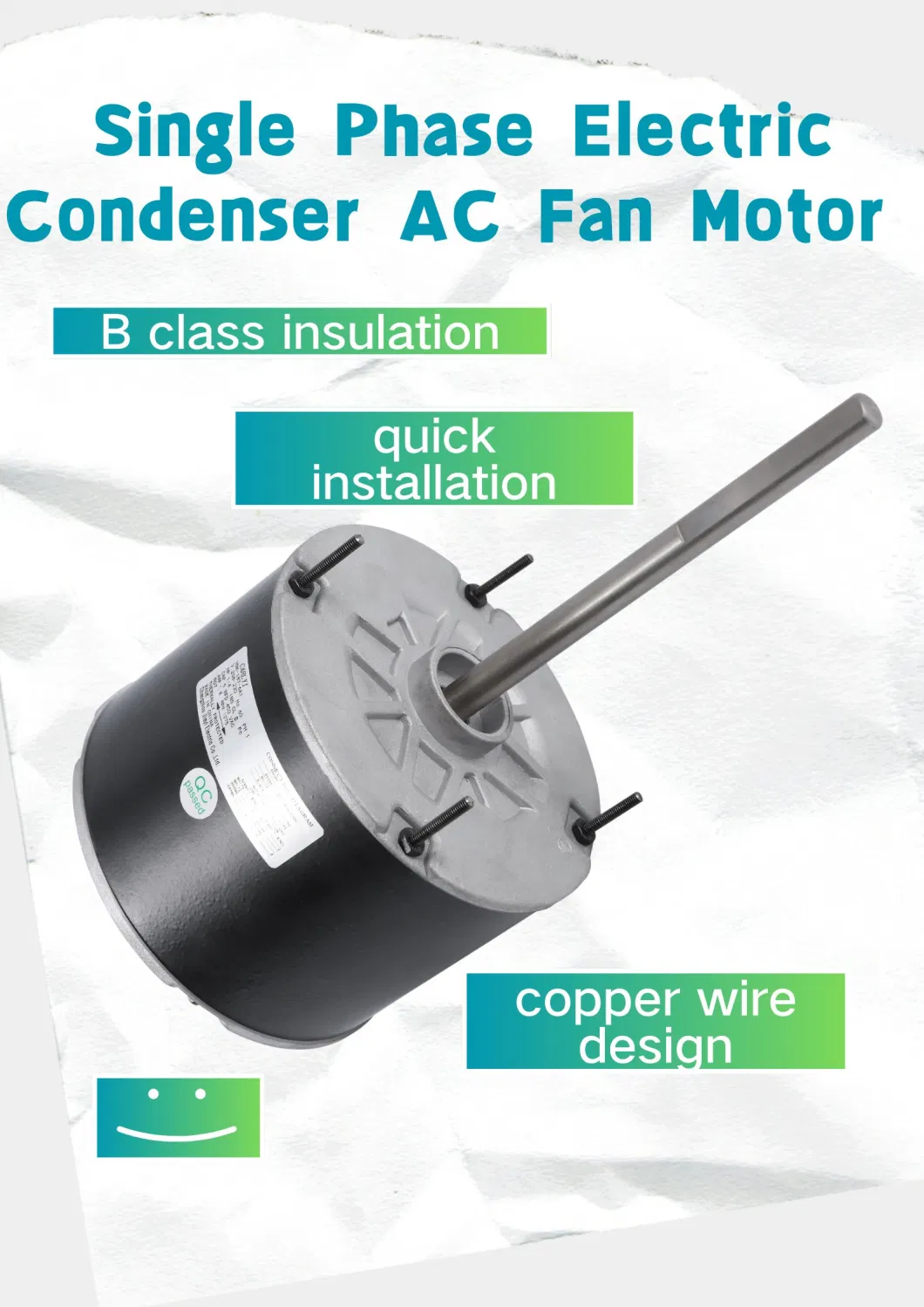 1/4HP Single Phase Electric Condenser AC Fan Motor/Air Conditioner Cooler Motor for Commertial Split Outdoor Fans