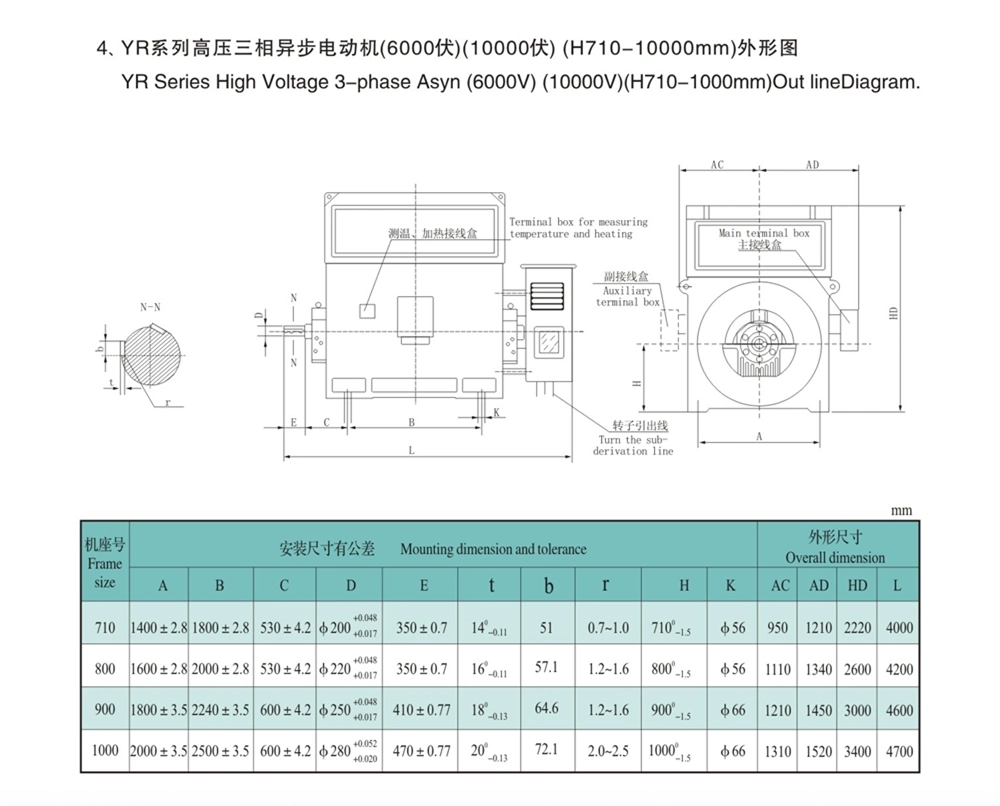 10kv 4000kw--5000kw 1000r/Min Induction Asynchronous Motor